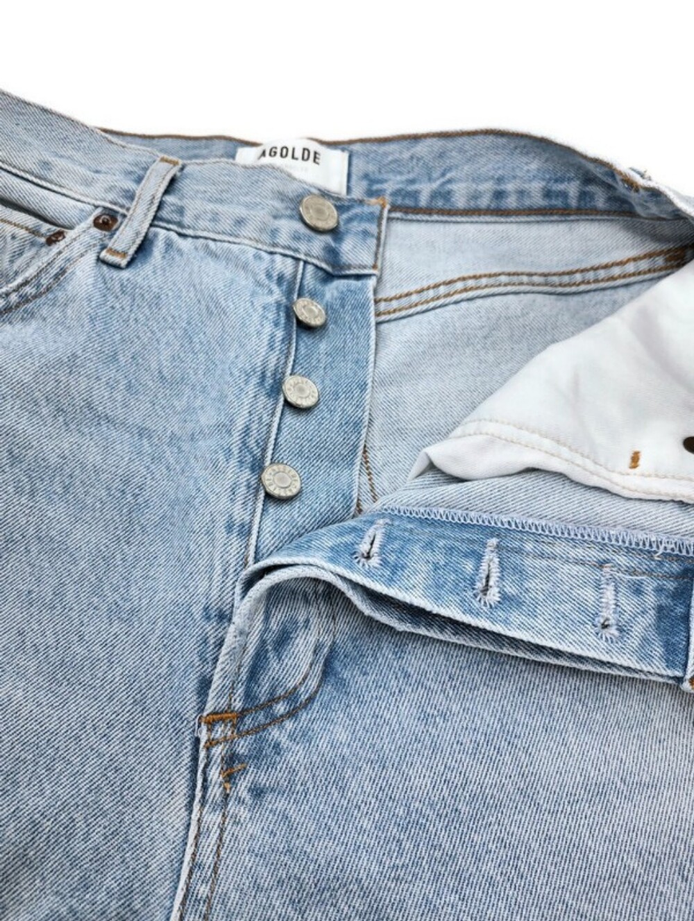 AGOLDE 90's Pinch Organic Cotton High-Rise Button-Fly Straight Raw Hem Jeans - Picture 5 of 10
